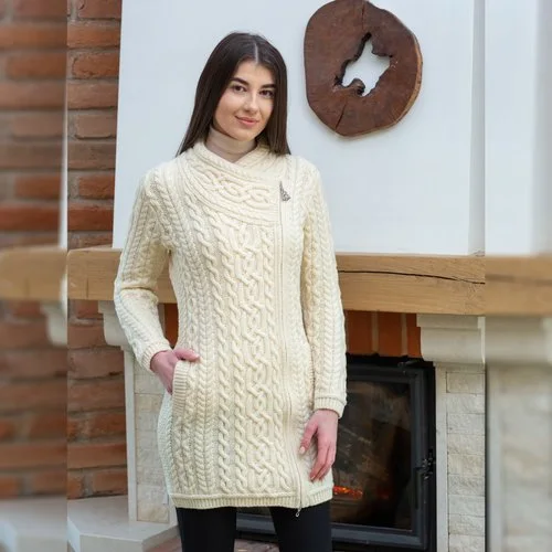 ML143 100 Cable Knit Side Zip Long Cardigan Lifestyle 2 SAOL 22434.1671106435