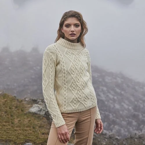 ML905 100 Ladies Aran Cable Knit Sweater Lifestyle 1 SAOL 99316.1744283084